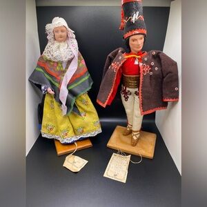 Polish Folk Ethnic Artisanal Handmade Dolls 10”
